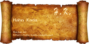 Hahn Kada névjegykártya